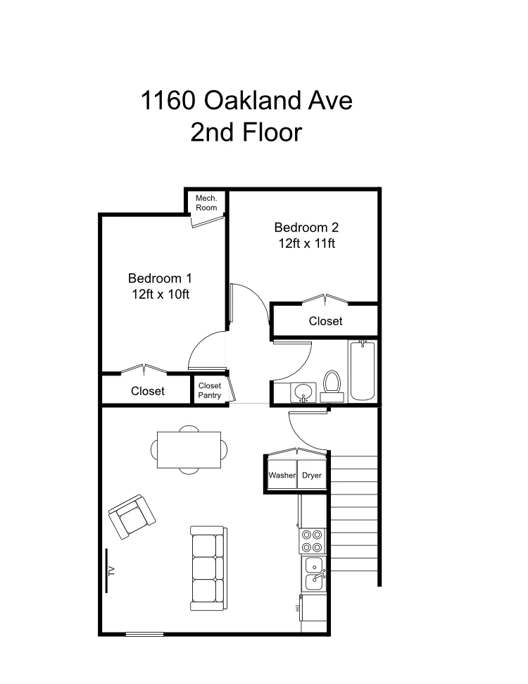 Indiana PA Apartment - 1160 Oakland Ave: Floorplan