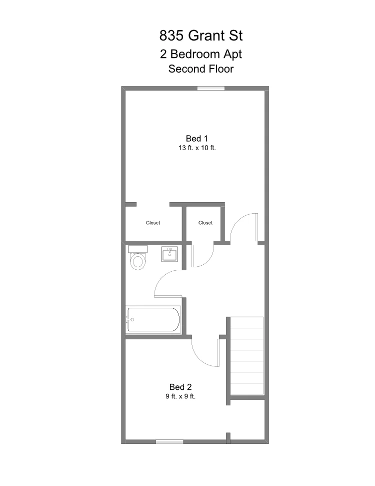 Indiana PA Apartment - 835 Grant St: Floorplan