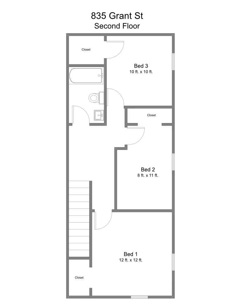 Indiana PA Apartment - 835 Grant St: Floorplan