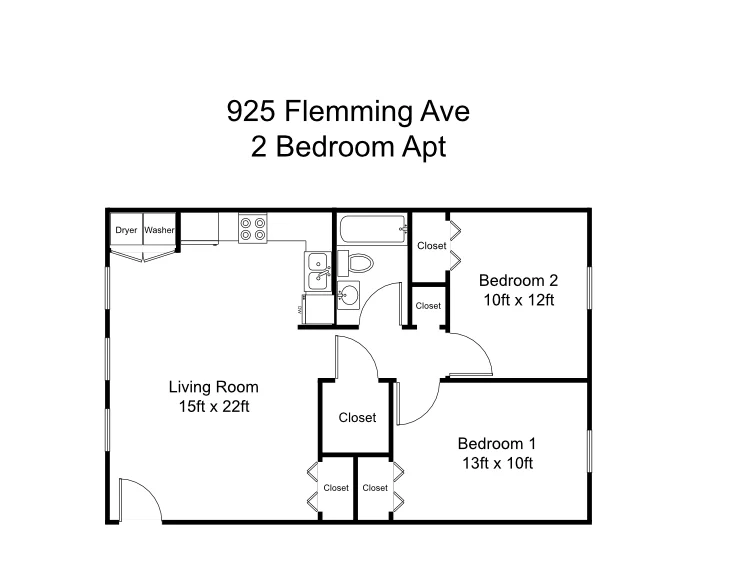 Indiana PA Apartment - 925 Fleming Ave: Floorplan