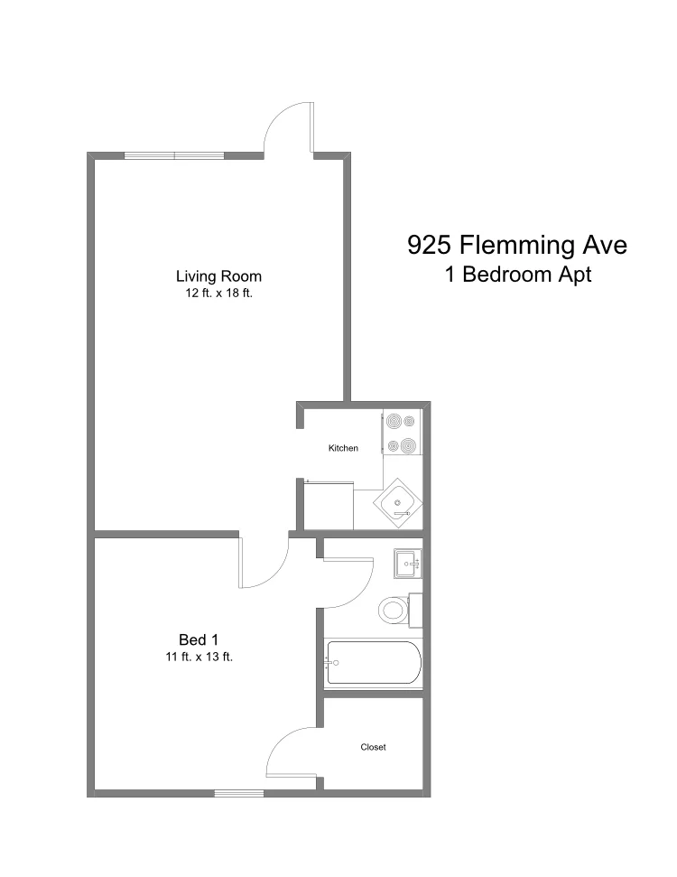 Indiana PA Apartment - 927 Fleming Ave: Floorplan